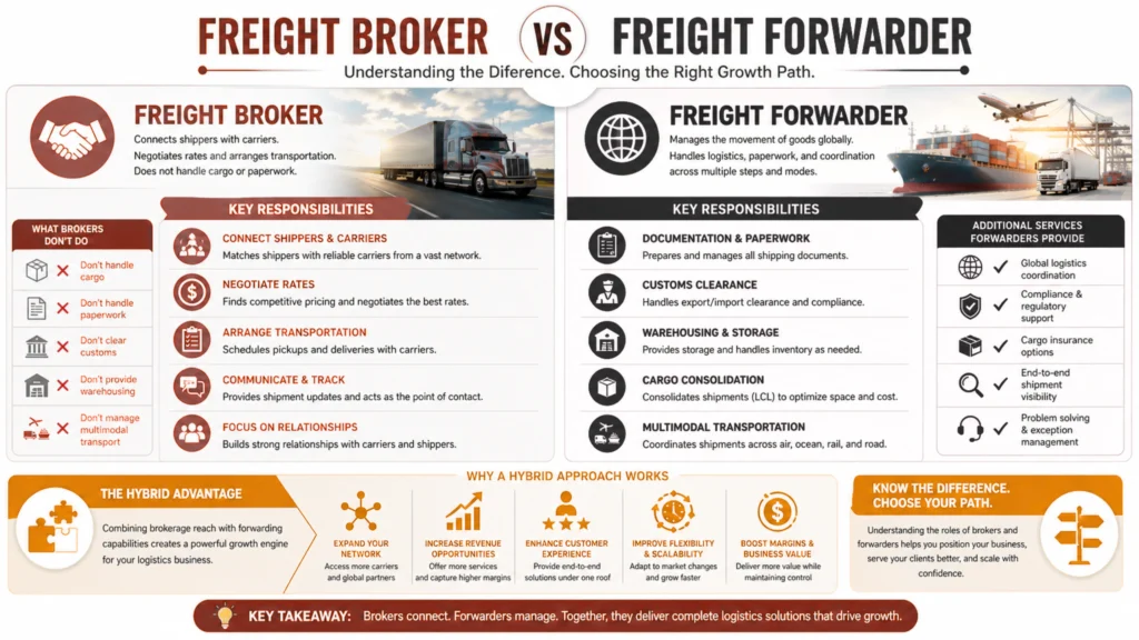 Understand Freight Broker vs Freight Forwarder